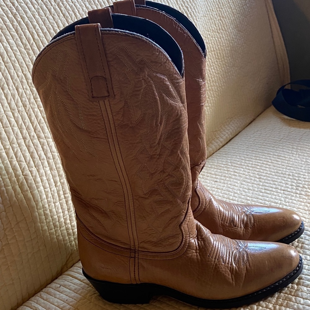 Laredo Men Sz 9 Jacksonville Collection 13" Cowboy Boots Deertan Foot & Top - Picture 1 of 8